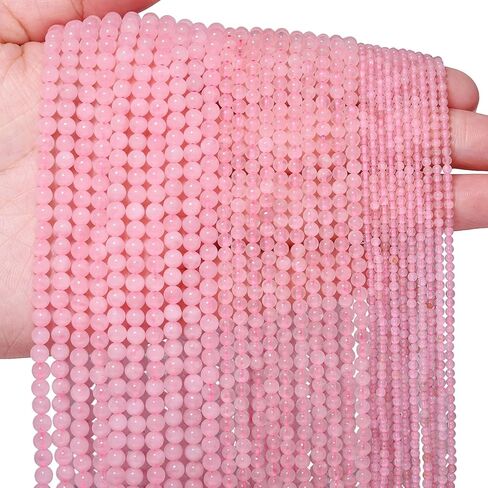 Songxi 120pcs 3mm Rose Quartz Natural Round Stone Beads for Jewelry Making, Smooth Loose Small Gemstone Beads for Bracelets Necklace, Chakra Stones with Energy Power in Saudi Arabia
