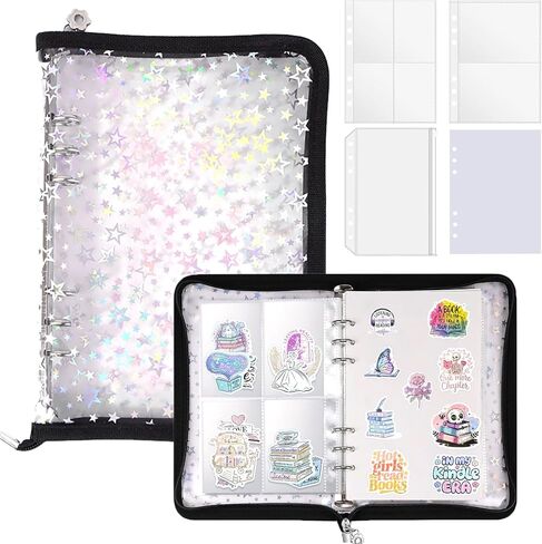 4 In 1 Sticker Storage Organizer, A5 Sticker Binder with Storage Pocket & Release Paper, Glitter Reusable Stickers Book Collecting, Blank Stickers Album Holder for Adult Container Display(Green) in Saudi Arabia