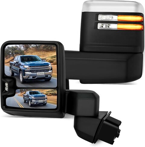 مرايا السحب SCITOO متوافقة مع 2019-2022 لـ GMC لـ Serria 1500 بيك اب شاحنة مرايا الطاقة ساخنة بدوره إشارة عرض البركة تشغيل احتياطية ضوء درجة الحرارة الاستشعار الكروم سحب المرايا LH RH in Saudi Arabia