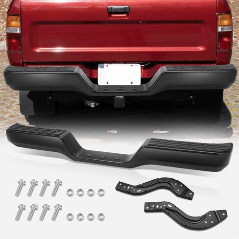 Auto Dynasty Rear Bumper Assembly Compatible with 1989 1990 1991 1992 1993 1994 1995 Toyota Pickup 1989-1995, with Step Pad, Face Bar, Support Brackets & Mounting Hardware, TO1102221, Chrome in Saudi Arabia