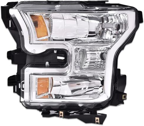G-PLUS Headlights Assembly, Compatible with 2015 2016 2017 Ford F150,Not Fit w/Factory LED & HID Headlights Left+Right Bumper Headlamps, Clear Lens Chrome Housing Amber Reflector,faros delanteros in Saudi Arabia