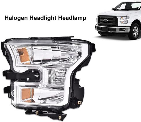 G-PLUS Headlights Assembly, Compatible with 2015 2016 2017 Ford F150,Not Fit w/Factory LED & HID Headlights Left+Right Bumper Headlamps, Clear Lens Chrome Housing Amber Reflector,faros delanteros in Saudi Arabia