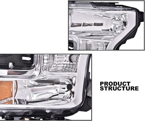 G-PLUS Headlights Assembly, Compatible with 2015 2016 2017 Ford F150,Not Fit w/Factory LED & HID Headlights Left+Right Bumper Headlamps, Clear Lens Chrome Housing Amber Reflector,faros delanteros in Saudi Arabia