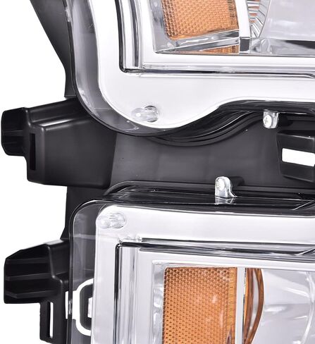 G-PLUS Headlights Assembly, Compatible with 2015 2016 2017 Ford F150,Not Fit w/Factory LED & HID Headlights Left+Right Bumper Headlamps, Clear Lens Chrome Housing Amber Reflector,faros delanteros in Saudi Arabia