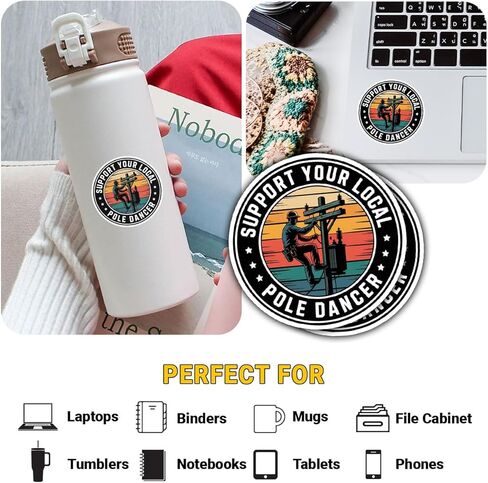 3 Pcs Support Your Local Pole Dancer Lineman Stickers – Funny Work and Dance Quote Decals for Workers, Linemen, and Dancers – Gifts for People Who Appreciate Strength and Humor – 3"x3" in Saudi Arabia