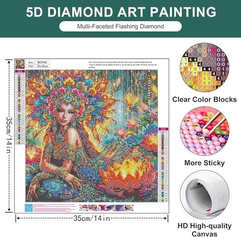 zythron الماس مجموعات الفن للبالغين لوتس فتاة الماس الفن الطلاء مع الماس اللوحة diy 5d الحفر الكامل جوهرة الفن اللوحة عدة لهدايا ديكور الحائط المنزل 14x14 في in Kuwait