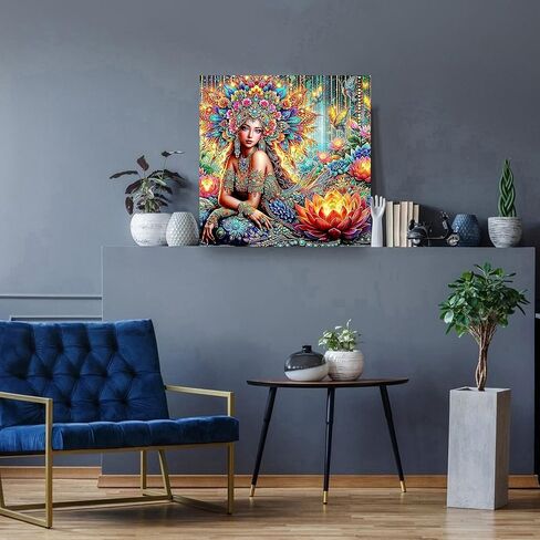 zythron الماس مجموعات الفن للبالغين لوتس فتاة الماس الفن الطلاء مع الماس اللوحة diy 5d الحفر الكامل جوهرة الفن اللوحة عدة لهدايا ديكور الحائط المنزل 14x14 في in Kuwait