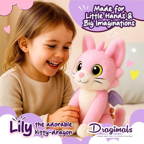 Lily The Adorable Kitty-Dragon is a Dragon Plush Cute Stuffed Animal Toys for Girls, Soft Emotional Support Plush, Pink Stuffed Animal Dragon cat Stuffed Animal and Cute plushies in Saudi Arabia