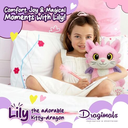 Lily The Adorable Kitty-Dragon is a Dragon Plush Cute Stuffed Animal Toys for Girls, Soft Emotional Support Plush, Pink Stuffed Animal Dragon cat Stuffed Animal and Cute plushies in Saudi Arabia