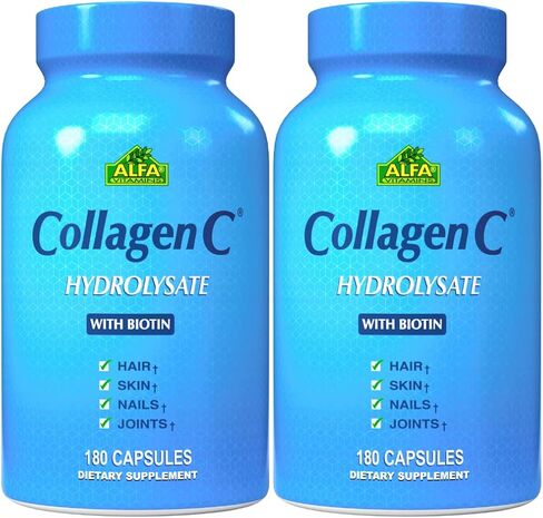 Premium Collagen Hydrolysate By Alfa Vitamins - Anti-Aging Nutritional Supplement Rich In Vitamin C - Skin, Nails & Hair Rejuvenation - Supports Bone & Muscle Health - Made In USA - 120 Capsules in Kuwait