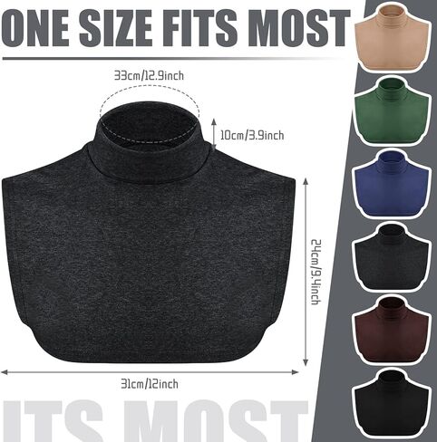 12 Pcs Detachable Turtleneck Dickey Collars Set - Cotton, Unisex, Classic Fit, Striped (Classic Colors) in Saudi Arabia