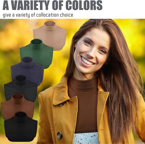 12 Pcs Detachable Turtleneck Dickey Collars Set - Cotton, Unisex, Classic Fit, Striped (Classic Colors) in Saudi Arabia