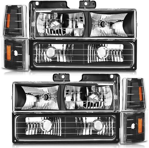 WEELMOTO Headlight Assembly for 94-98 GMC Sierra C/K Yukon 1500 2500 1994 1995 1996 1997 1998 Fit Chevy C/K Suburban Chrome Bumper Lights+Headlights+Signal Corner Lights Lamps in Saudi Arabia