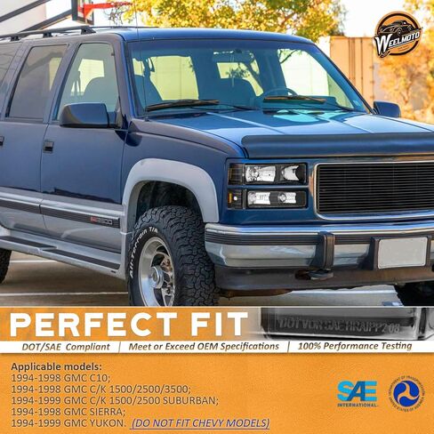 WEELMOTO Headlight Assembly for 94-98 GMC Sierra C/K Yukon 1500 2500 1994 1995 1996 1997 1998 Fit Chevy C/K Suburban Chrome Bumper Lights+Headlights+Signal Corner Lights Lamps in Saudi Arabia
