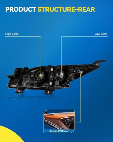 مجموعة مصابيح أمامية PHILTOP، بديلة لمازدا 3 2010-2013، عدسات شفافة عاكسة للعنبر باللون الأسود للمصابيح الأمامية in Kuwait