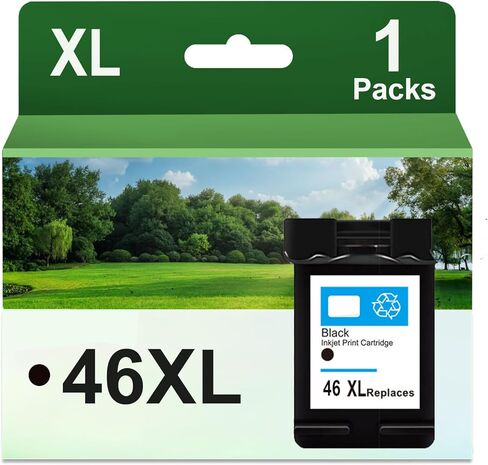 مجموعة خراطيش حبر 46XL متوافقة مع حبر HP 46 XL مع رقاقة تعمل لطابعات HP Deskjet Ink Advantage 2020hc 2029 2520hc 2529 4729 (1 أسود) in Kuwait