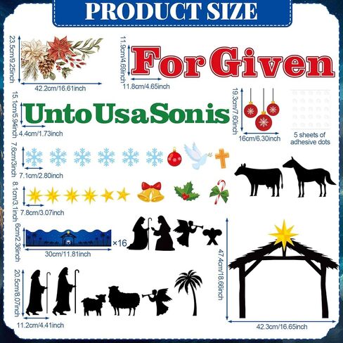 Christmas Nativity Bulletin Board Set Christian Jesus Birth Classroom Decorations Religious Nativity Scene Snowflakes Cutouts for Winter Holiday Sunday School Classroom Church Chalkboard Wall Decor in Saudi Arabia