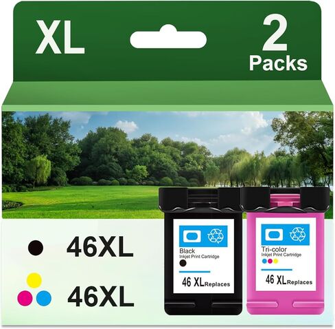 46XL Ink Cartridges Set Compatible for HP 46 XL Ink with Chip Work for HP Deskjet Ink Advantage 2020hc 2029 2520hc 2529 4729 Printers (1 Black) in Saudi Arabia