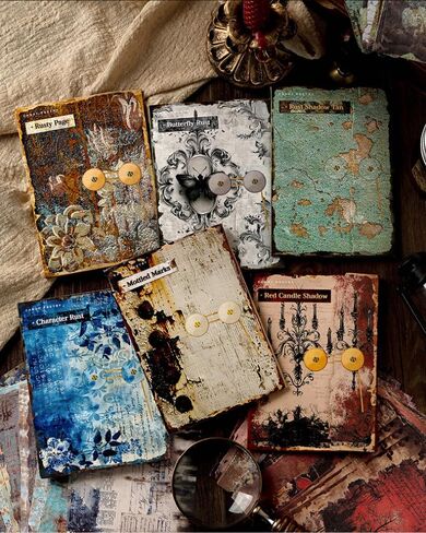 Vintage Style Scrapbooking Paper, Mottled Rust Shadow Series, Blue Brown, Lightweight Paper, 3.93x5.51 Inch, 180 Sheets, Decorative Writing Paper in Saudi Arabia