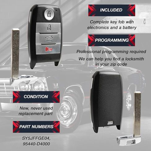 2X USARemote Key Fob استبدال بدون مفتاح دخول عن بعد لـ 2016 2017 2018 2019 2020 Kia Optima 4-Button Smart Key (SY5JFFGE04، 95440-D4000) in Kuwait