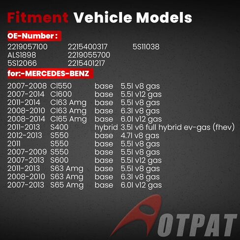 مستشعر سرعة العجلات الأمامية اليسرى أو اليمنى لـ:-Mercedes-Benz CL550 2007-2008، CL600 S400 S550 S600، CL63 S63 S65 AMG 2007-2014 3.5L 4.7L 5.5L 6.3L 6.0L V6 V8 V12، استبدال # 2219057100, ALS1898 in Saudi Arabia