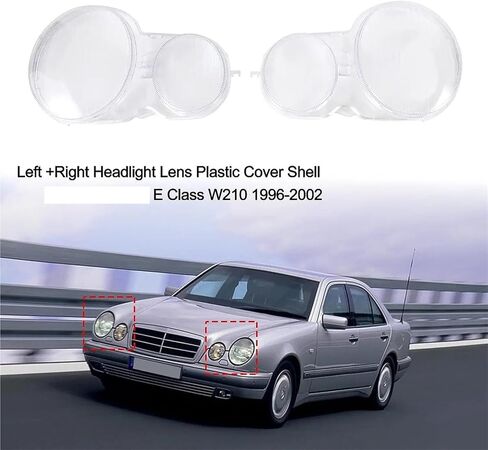 1 Pair Headlight Lens Cover Compatible for-Benz W210 E200 E240 E260 E280 E320 E430 1996-2003 Headlamp Cover Transparent Lampshade(1 Piece Left) in Saudi Arabia