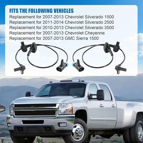 Rear ABS Wheel Speed Sensor Replacement for Chevrolet/Chevy Silverado 1500 2500 3500 Cheyenne 2007-2014,Replacement for GMC Sierra 1500 2007-2013 ALS1757,20938121,10384745 (Left&Right) 2PCS in Saudi Arabia