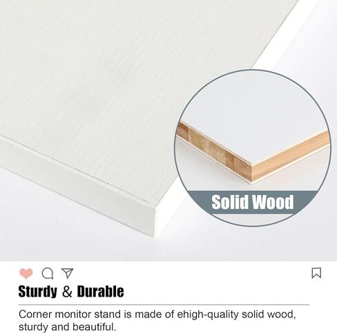 White Dual Monitor Stand Riser, Length Adjustable Wooden Desktop Corner Shelf, Overlapped Office Desk Organizer Shelf for Laptop/Screen/PC (Size : H 9.7cm (3 7/8")) in Saudi Arabia
