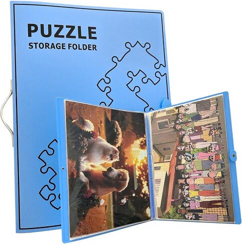 Puzzle Storage Folder for 1000-Pieces Folder Keeper for Jigsaw Puzzle Space-Saving Organizer Accessories Holds 20 Puzzles, HD Film Pockets (BLUE) in Saudi Arabia