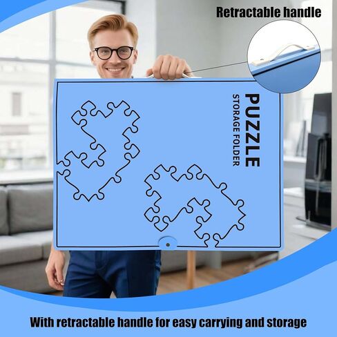 Puzzle Storage Folder for 1000-Pieces Folder Keeper for Jigsaw Puzzle Space-Saving Organizer Accessories Holds 20 Puzzles, HD Film Pockets (BLUE) in Saudi Arabia