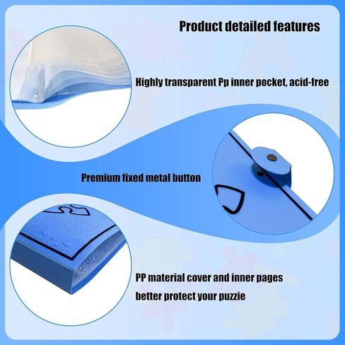 Puzzle Storage Folder for 1000-Pieces Folder Keeper for Jigsaw Puzzle Space-Saving Organizer Accessories Holds 20 Puzzles, HD Film Pockets (BLUE) in Saudi Arabia