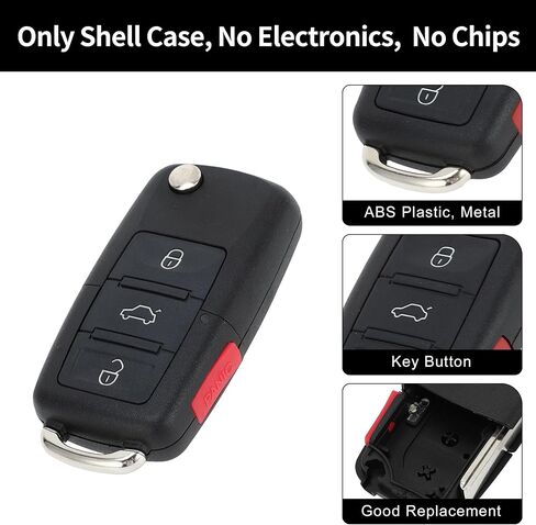 X AUTOHAUX Key Shell Case Keyless Entry Remote Key Fob Replacement Case for Volkswagen Tiguan Golf Passat Jetta 2011-2016 4 Buttons in Saudi Arabia