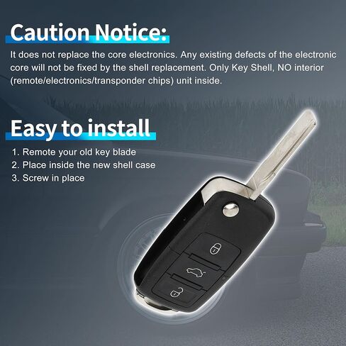 X AUTOHAUX Key Shell Case Keyless Entry Remote Key Fob Replacement Case for Volkswagen Tiguan Golf Passat Jetta 2011-2016 4 Buttons in Saudi Arabia