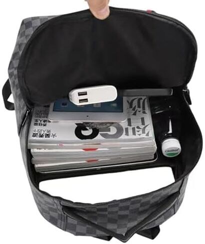 Large capacity PU leather backpack, leisure travel bag, student laptop backpack (black3), HDK-957 in Saudi Arabia