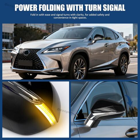 مجموعة مرآة جانبية للركاب متوافقة مع Lexus RX 350 350L 450h 450hL 2016-2022 مضادة للتوهج مع شاشة ساخنة للبقع العمياء، إشارة الانعطاف، ذاكرة ضبط قابلة للطي باللون الأسود (15 دبوسًا يمينًا) in Saudi Arabia