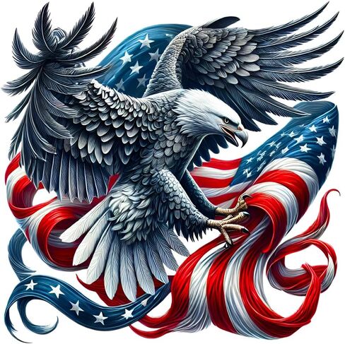 2 PCS American Eagle Flag Vinyl Decals - Waterproof Removable Stickers for Car, Truck, Motorcycle,Laptop, Bumper - Patriotic Flag Sticker (Z040) in Kuwait