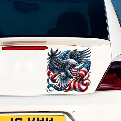 2 PCS American Eagle Flag Vinyl Decals - Waterproof Removable Stickers for Car, Truck, Motorcycle,Laptop, Bumper - Patriotic Flag Sticker (Z040) in Kuwait