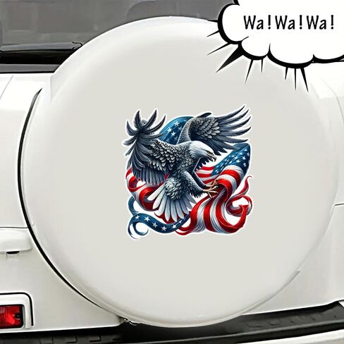 2 PCS American Eagle Flag Vinyl Decals - Waterproof Removable Stickers for Car, Truck, Motorcycle,Laptop, Bumper - Patriotic Flag Sticker (Z040) in Kuwait