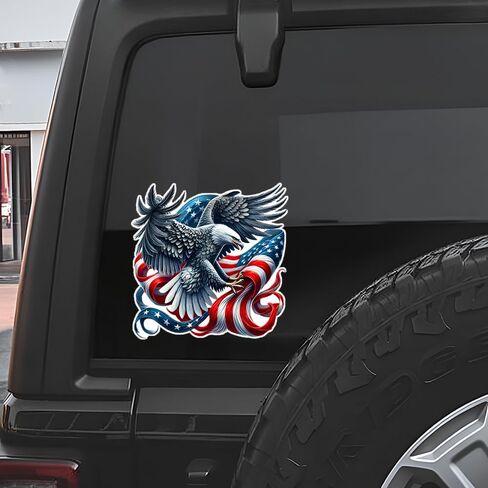 2 PCS American Eagle Flag Vinyl Decals - Waterproof Removable Stickers for Car, Truck, Motorcycle,Laptop, Bumper - Patriotic Flag Sticker (Z040) in Kuwait