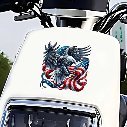 2 PCS American Eagle Flag Vinyl Decals - Waterproof Removable Stickers for Car, Truck, Motorcycle,Laptop, Bumper - Patriotic Flag Sticker (Z040) in Kuwait