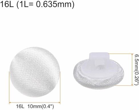 HARFINGTON 10 قطع 16L قماش قماشي مغطى بزر 10 مم أزرار خياطة بلاستيكية مستديرة لبدلات الفساتين والبلوزات، أبيض in Kuwait