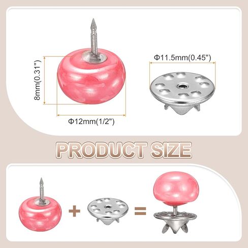 HARFINGTON 20pcs Pink No Sew Pearl Buttons 12mm Cover Up Pins Removable Reusable Craft Button for Shirt Dress DIY Crafts Clothes Decoration in Saudi Arabia