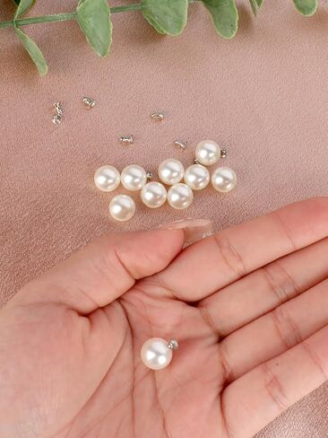 10 Sets Pearl Buttons, No Sew Easy Brooch Button, Pearl Brooch Pins Fixed Pins No Tool Removable Reusable for Shirt Blouse Dress Sweater Shawl (10mm) in Saudi Arabia