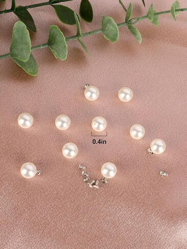 10 Sets Pearl Buttons, No Sew Easy Brooch Button, Pearl Brooch Pins Fixed Pins No Tool Removable Reusable for Shirt Blouse Dress Sweater Shawl (10mm) in Saudi Arabia