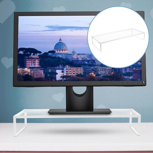 حامل شاشة كمبيوتر من ARTIBETTER، حامل كمبيوتر محمول وسطح المكتب، حامل طاولة مع إطار حديد أبيض قابل للفصل لتنظيم مساحة العمل المكتبية in Saudi Arabia