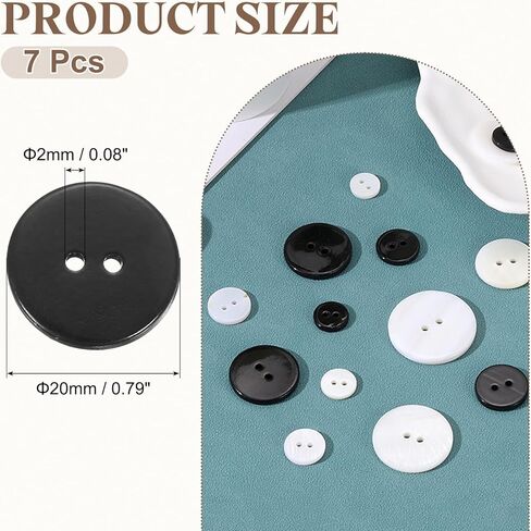 uxcell 7Pcs Natural Shell Button, 2 Hole 25mm Round Flat Mother of Pearl Buttons for Shirt Coats Suits Jacket Jeans Skirts DIY Sewing Crafts, White in Saudi Arabia