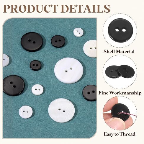 uxcell 7Pcs Natural Shell Button, 2 Hole 25mm Round Flat Mother of Pearl Buttons for Shirt Coats Suits Jacket Jeans Skirts DIY Sewing Crafts, White in Saudi Arabia