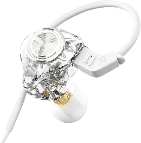 Wired Earbuds With Microphone Heavy Bass Zero Latency Wired Earphones With Mic Audiophile Wired Hi-Fi Headset With Microphone 3.5mm Jack CABLEDUCK QKZ (With Mic, Transparent Black with Gold) in Saudi Arabia