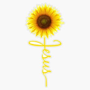 Generic Yellow Jesus Sunflower, Christian Quote, Christian Saying Sticker Vinyl Bumper Sticker Decal Waterproof 5 Inches MPW-RDFT-STICKER-6481 in Saudi Arabia