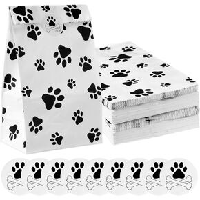 Meanplan 200 Pcs Paper Bags Treat Bags with Footprint Bags Paper Goodie Bags for Lunch Snacks Bread Candy Sandwich Popcorn Cookies Food Party Favors (4lb: 9.4 x 5.1 x 3.1 Inch) in Kuwait
